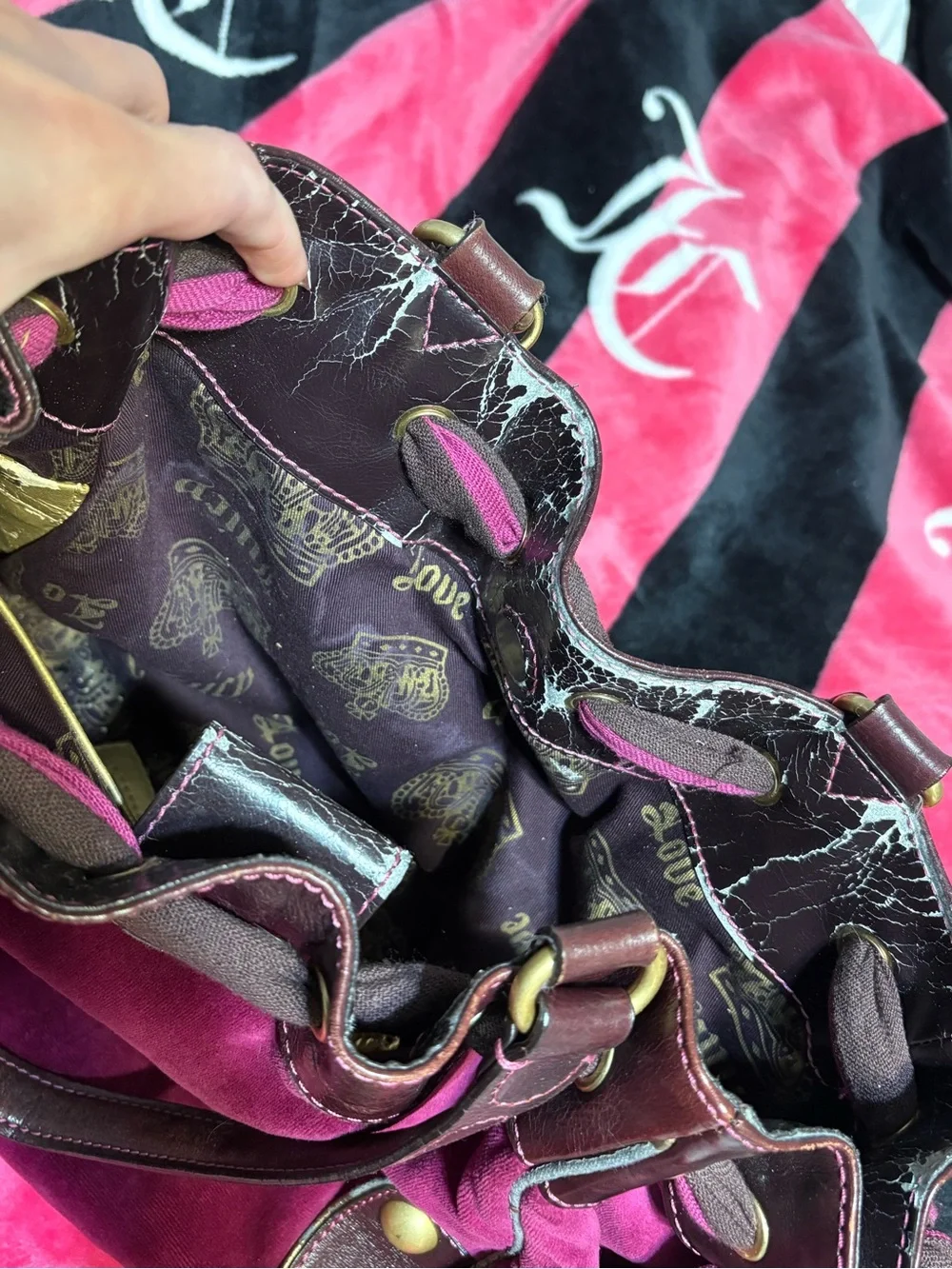 2005/2006 Vintage Juicy Couture Daydreamer Velour Leather Bag